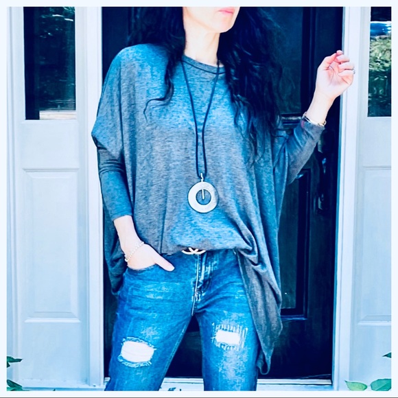 OVERSIZED LOOSE FIT CHARCOAL GREY KNIT SWEATER - Picture 15 of 15